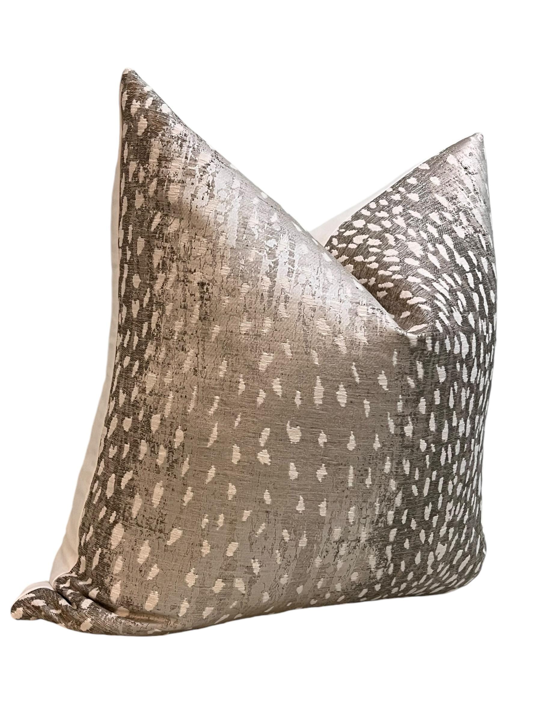Gray Antelope Print Pillow Cover, Spotted Animal Pillow, Handmade
