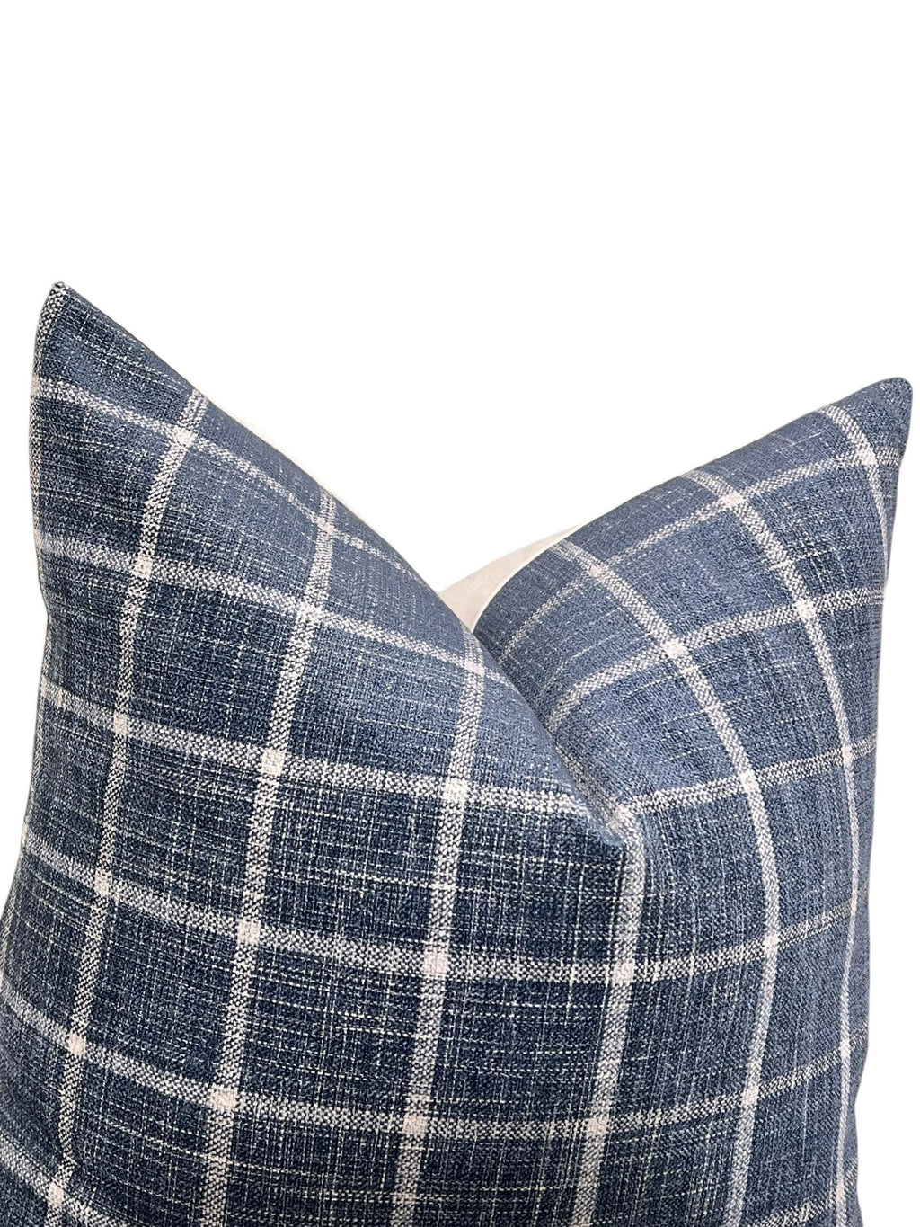 Handmade Navy Blue Plaid Pillow Cover, Farmhouse Style