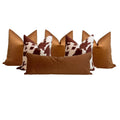 Cowhide Pillow Cover Set, Copper Velvet, USA Handmade