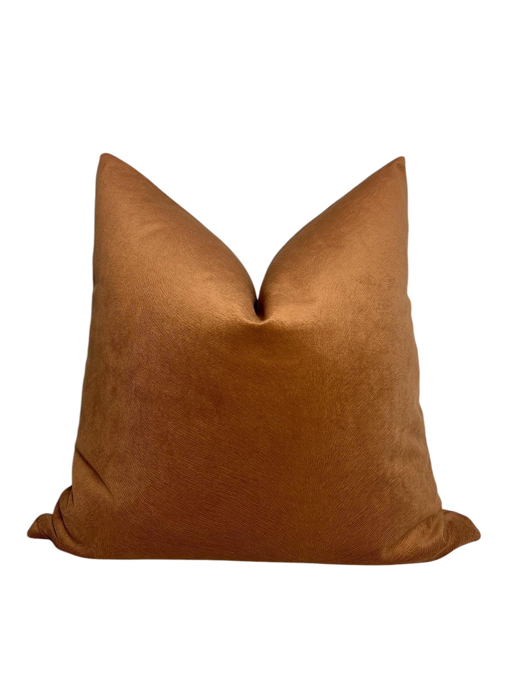 Cowhide Pillow Cover Set, Copper Velvet, USA Handmade