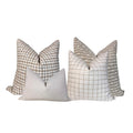 Neutral Throw Pillow Cover Set, Beige Textured Cushions, USA Handcrafted