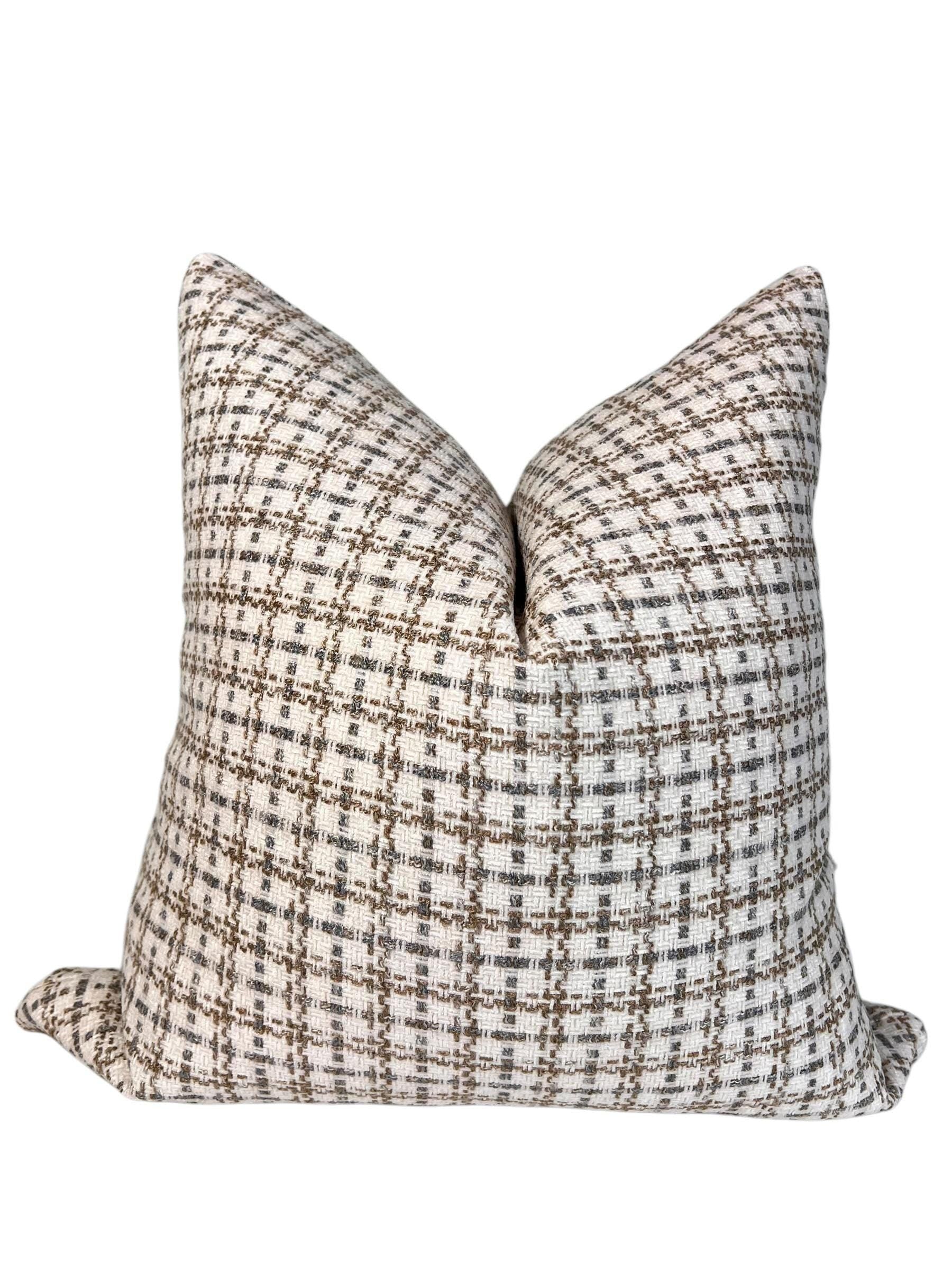Neutral Throw Pillow Cover Set, Beige Textured Cushions, USA Handcrafted