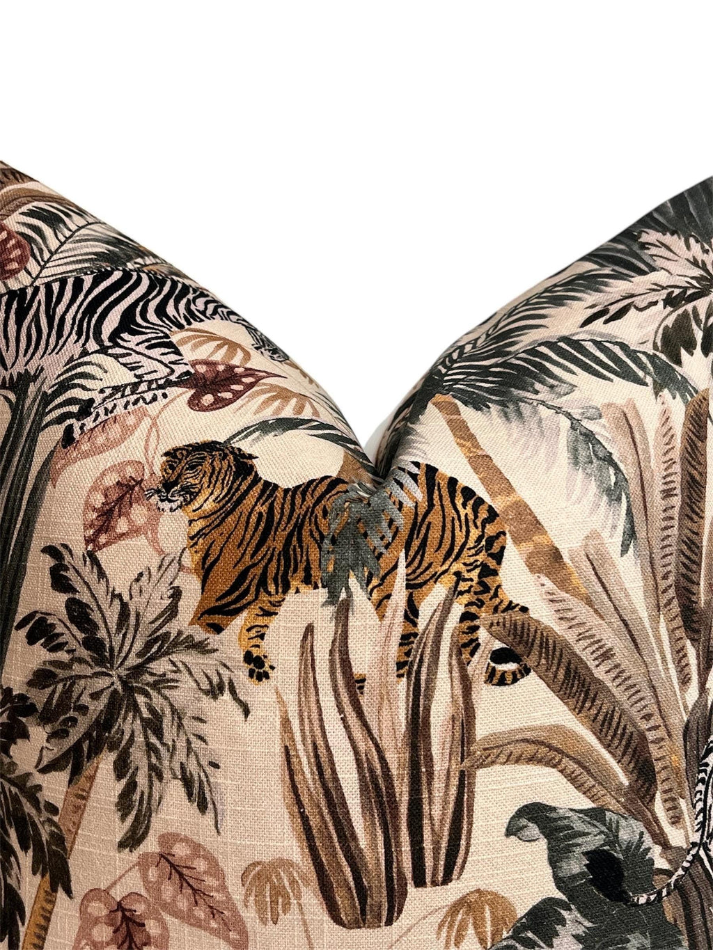 Jungle Safari Pillow Cover, Tropical Wildlife Accent Cushion, Handmade