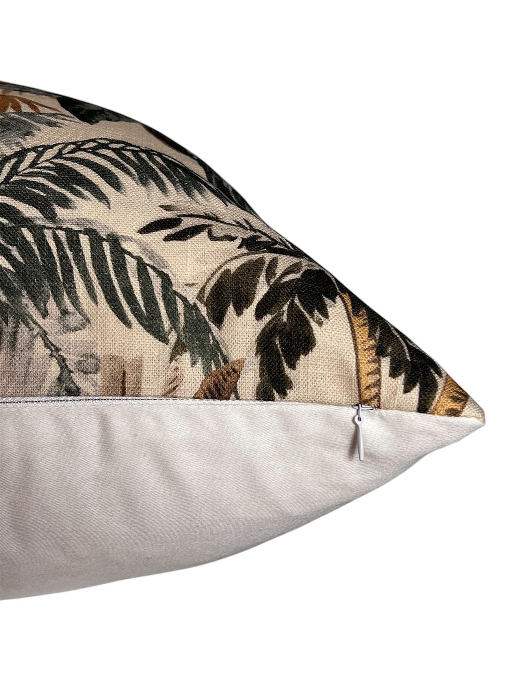 Jungle Safari Pillow Cover, Tropical Wildlife Accent Cushion, Handmade
