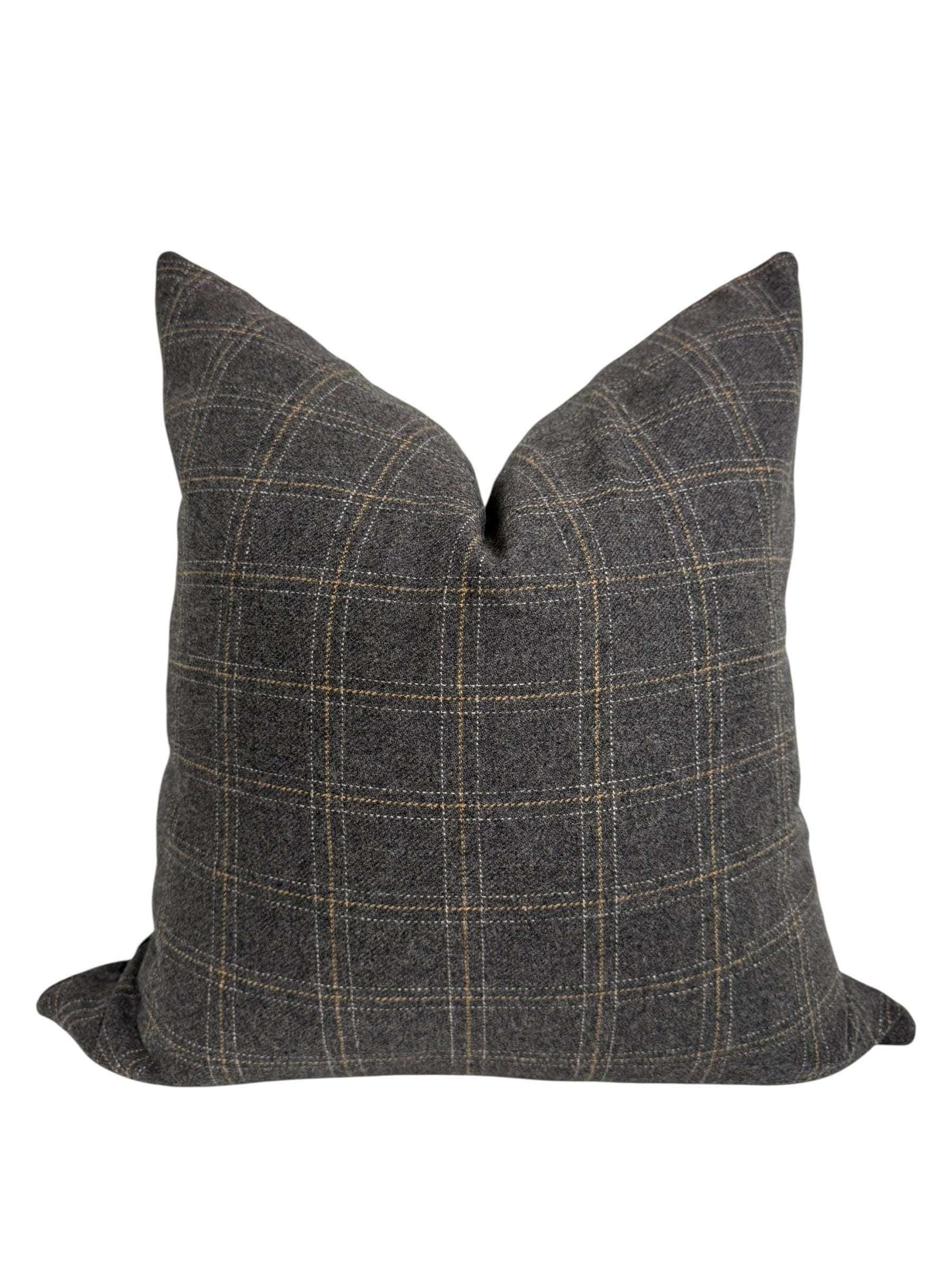 Dark Gray Plaid Pillow Cover: Farmhouse Cabin Decor
