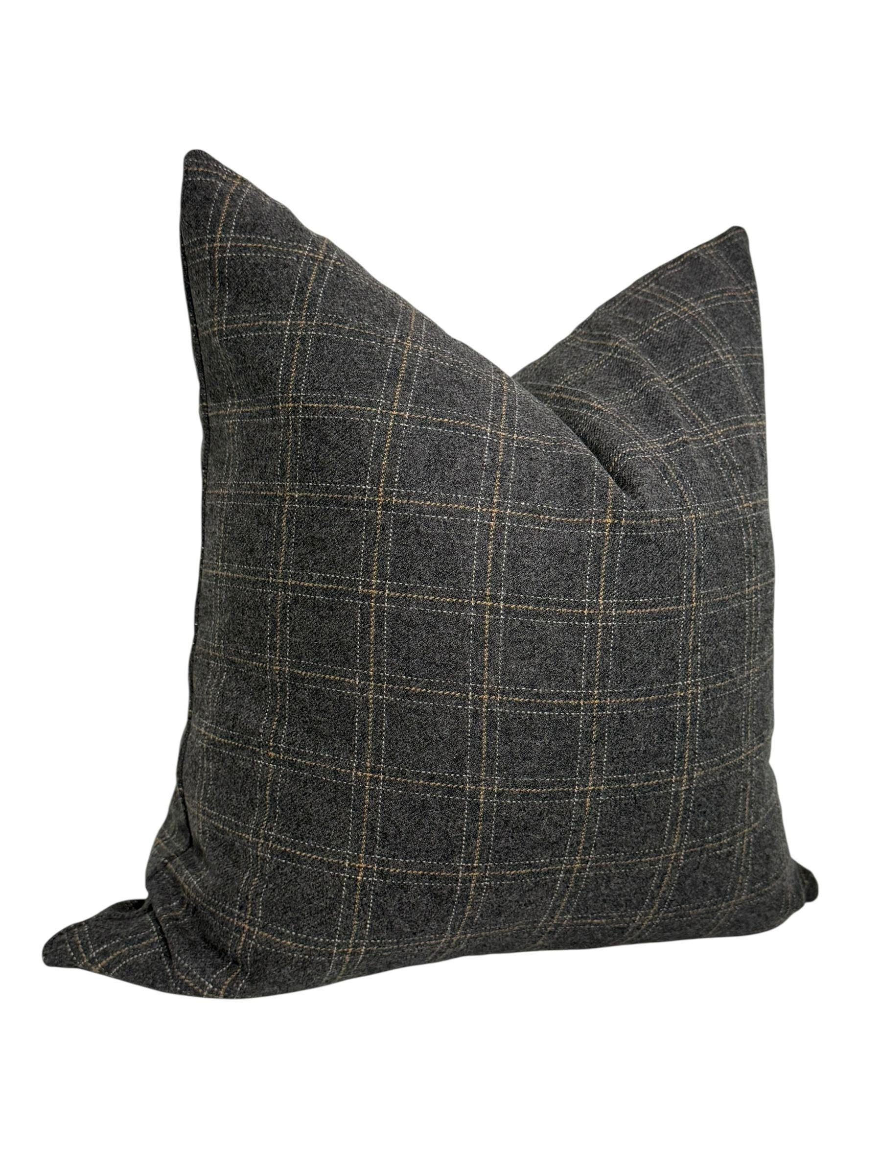 Dark Gray Plaid Pillow Cover: Farmhouse Cabin Decor