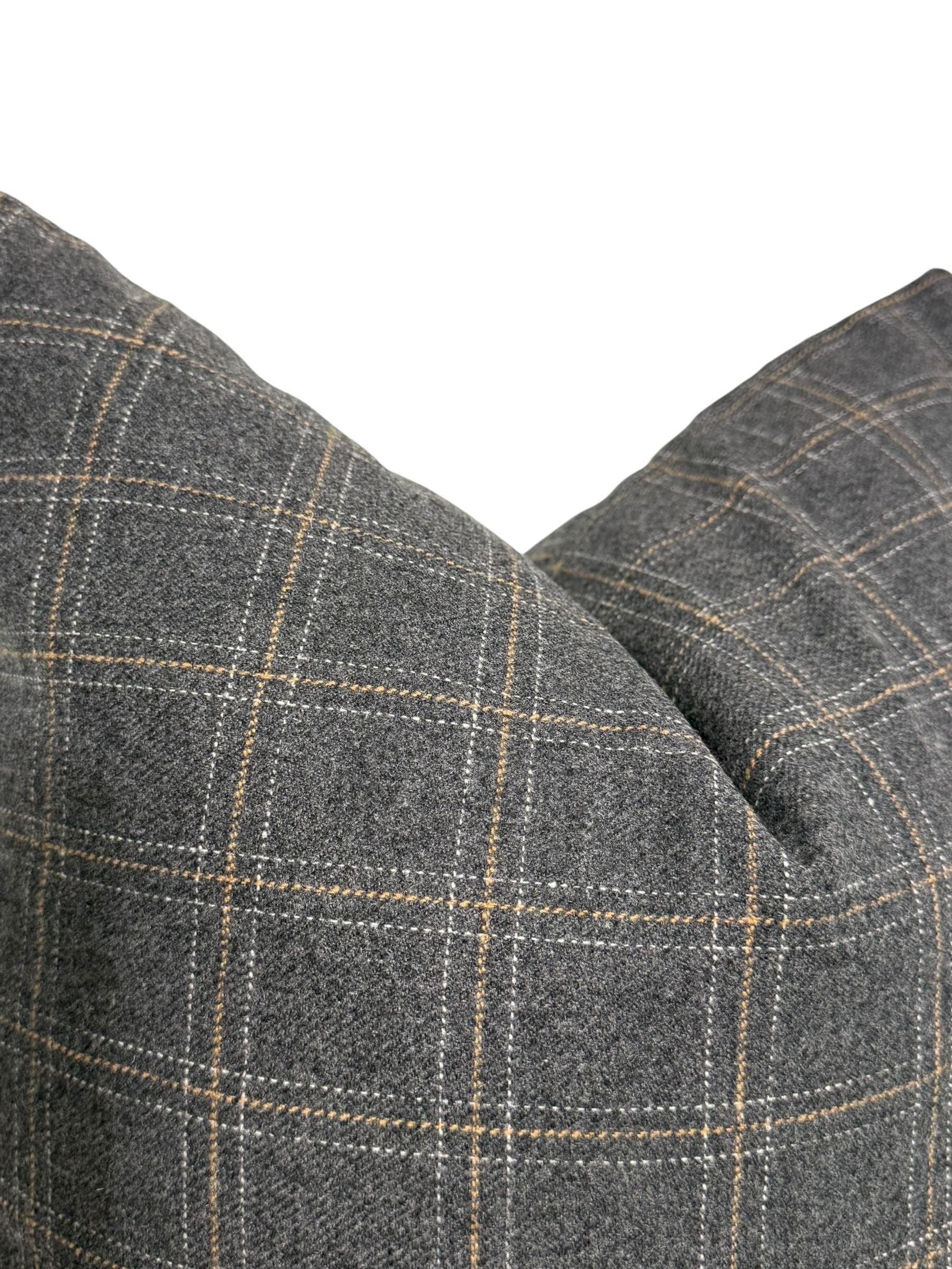 Dark Gray Plaid Pillow Cover: Farmhouse Cabin Decor