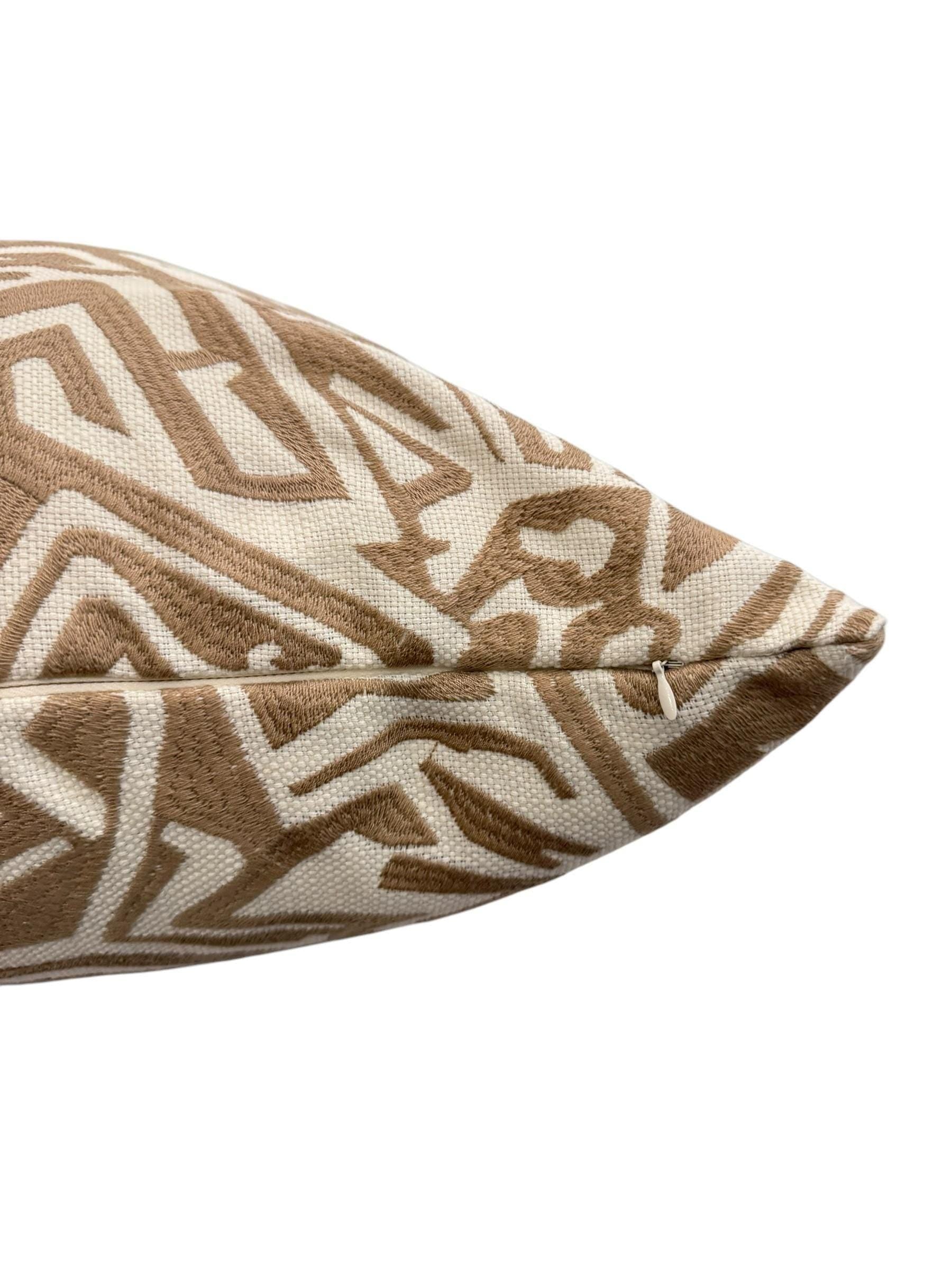 Handmade Tan Abstract Pillow Cover, Modern Neutral Cushion